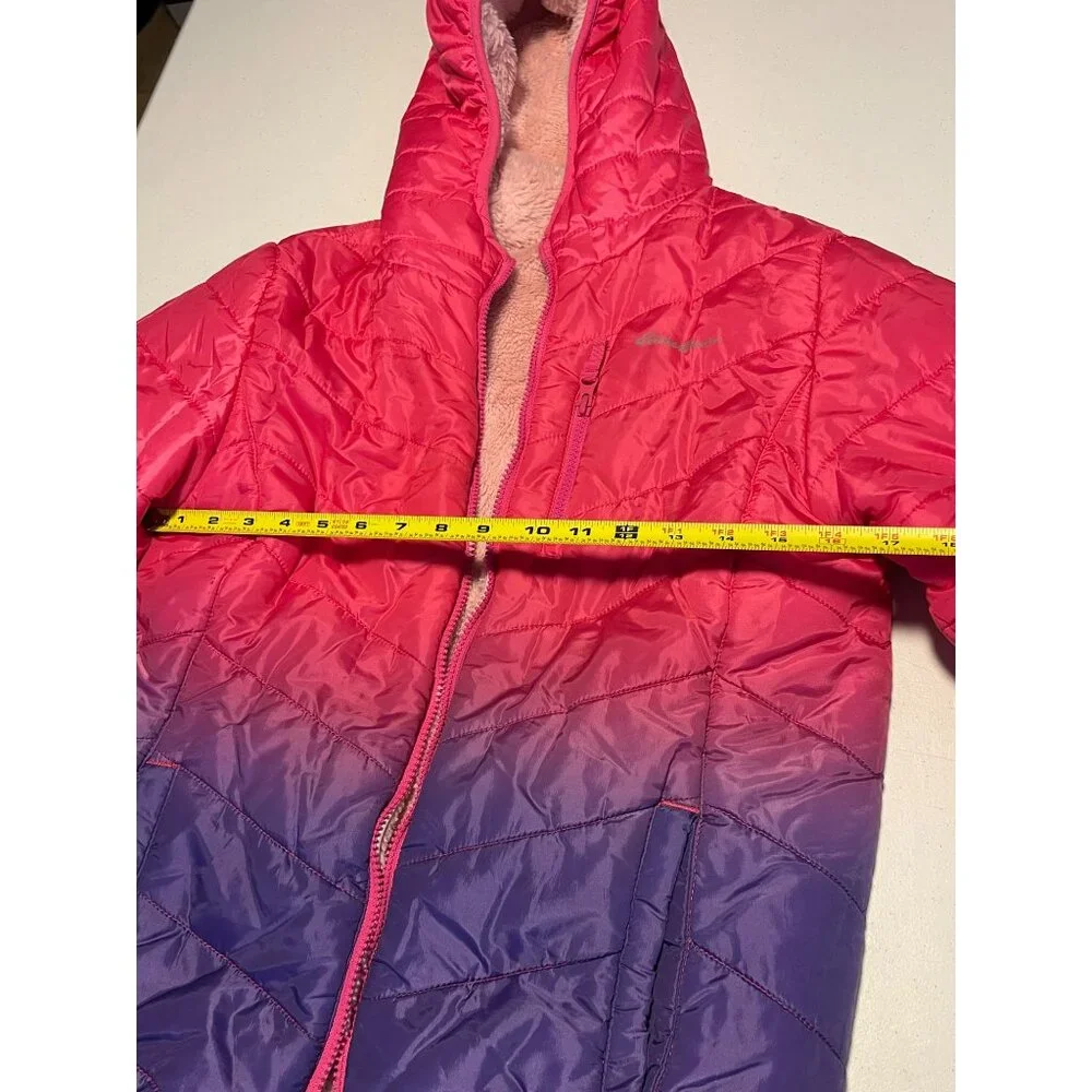 Eddie Bauer Pink & Purple Ombre Quilted Hooded Jacket With Fleece Lining - Picture 7 of 15